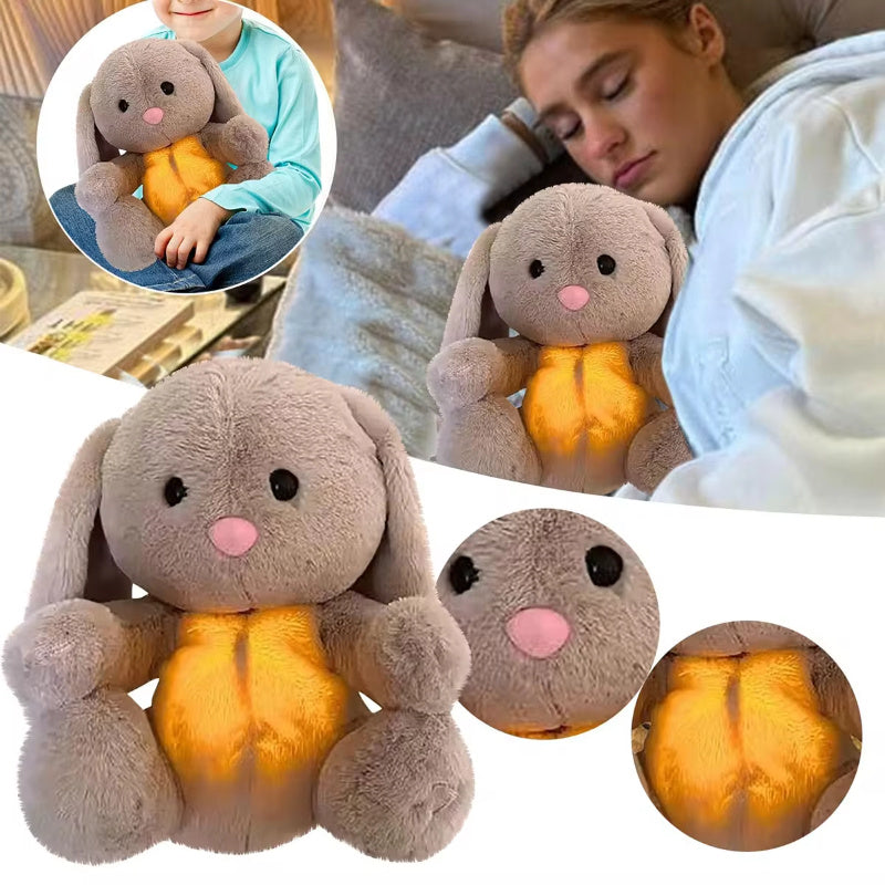 Conejito de peluche que respira con calma