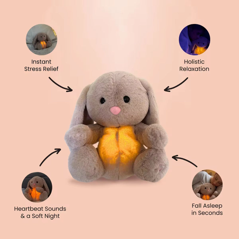 Conejito de peluche que respira con calma