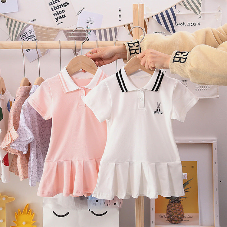 Vestido deportivo tipo polo de verano para niñas, de manga corta y cuello vuelto, muy vendido