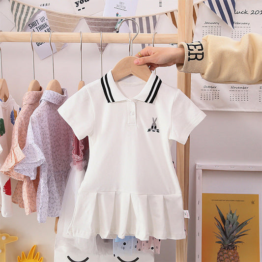 Vestido deportivo tipo polo de verano para niñas, de manga corta y cuello vuelto, muy vendido