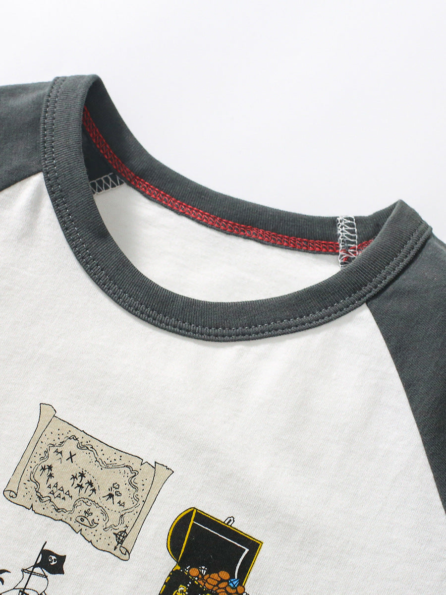 Camiseta unisex infantil con estampado de dibujos animados en estilo europeo y americano para verano