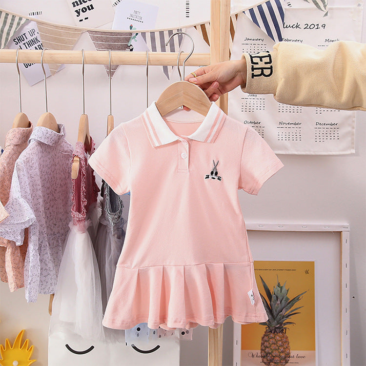 Vestido deportivo tipo polo de verano para niñas, de manga corta y cuello vuelto, muy vendido