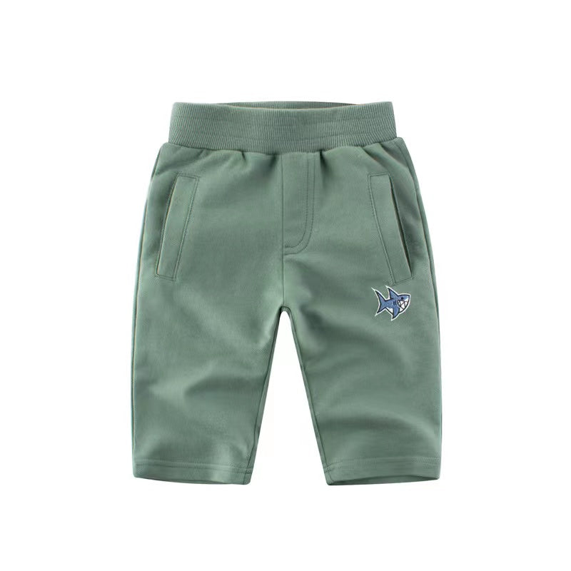 Pantalón de algodón con cuello redondo y manga corta para bebé niño, diseño de letras, para verano