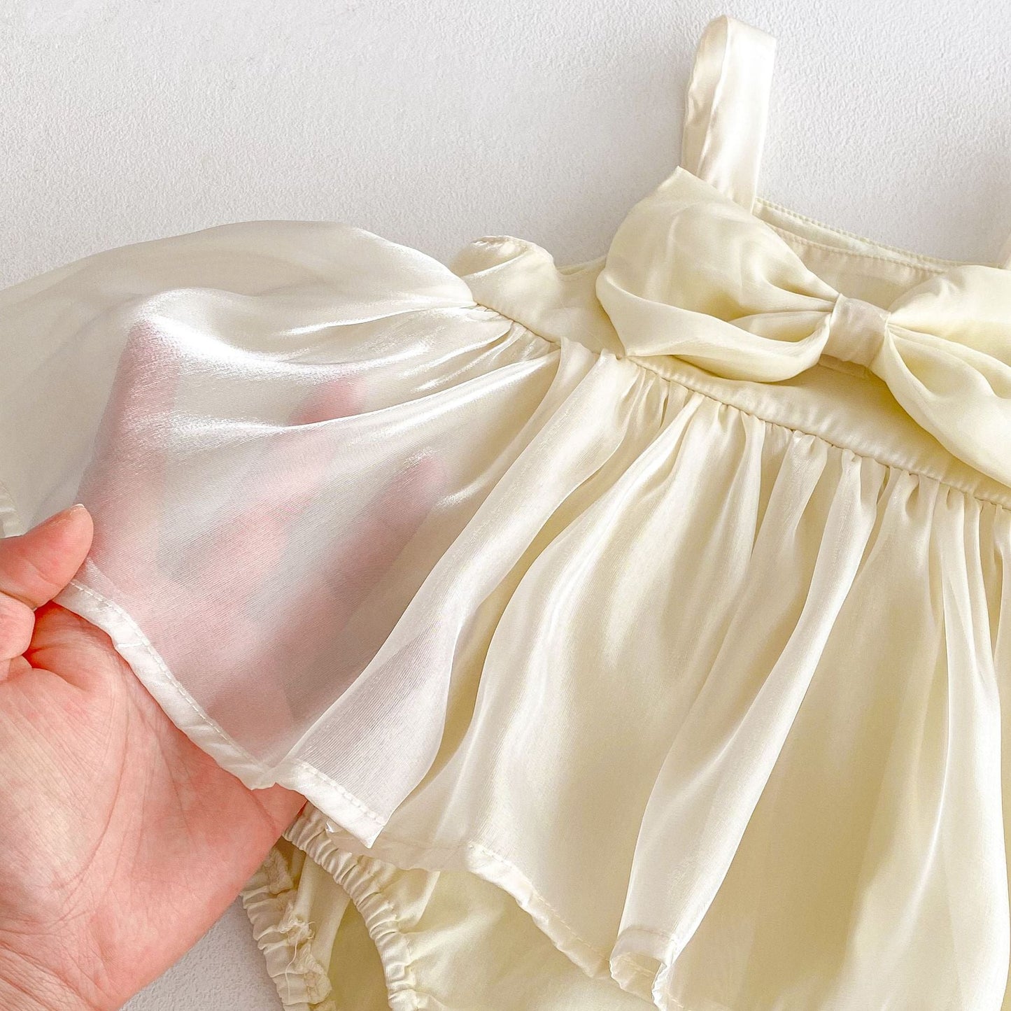 Mono de verano para niñas pequeñas, bonito, sin mangas, con lazo de mariposa decorado y tirantes