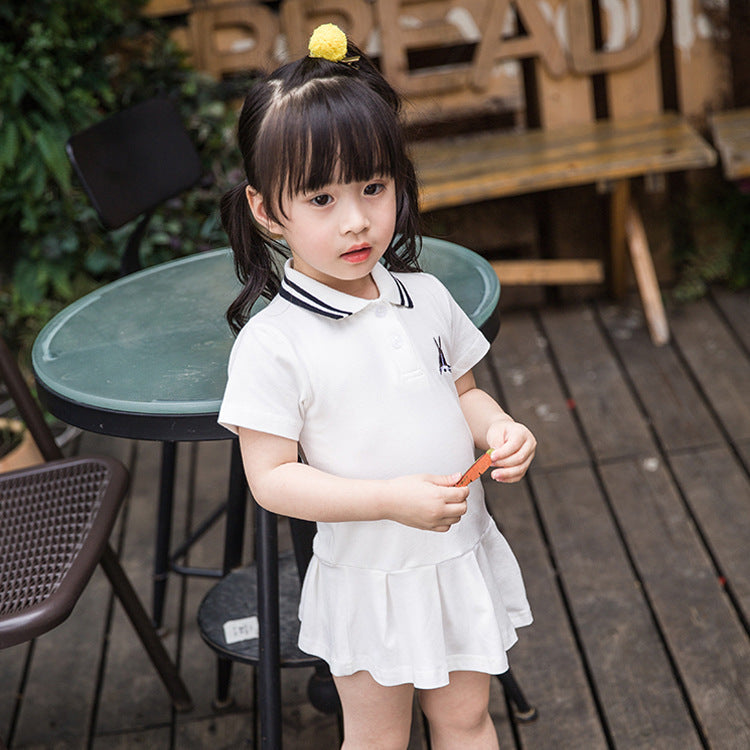 Vestido deportivo tipo polo de verano para niñas, de manga corta y cuello vuelto, muy vendido