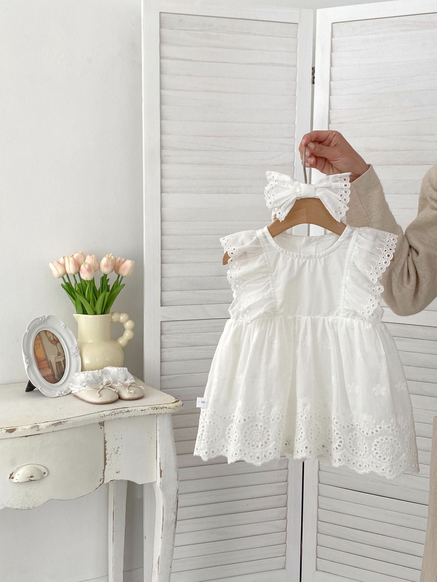 Vestido de verano para niñas con mangas cortas, nuevo diseño, bordado floral