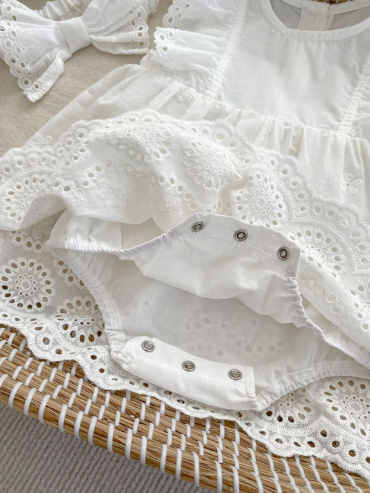 Vestido de verano para niñas con mangas cortas, nuevo diseño, bordado floral