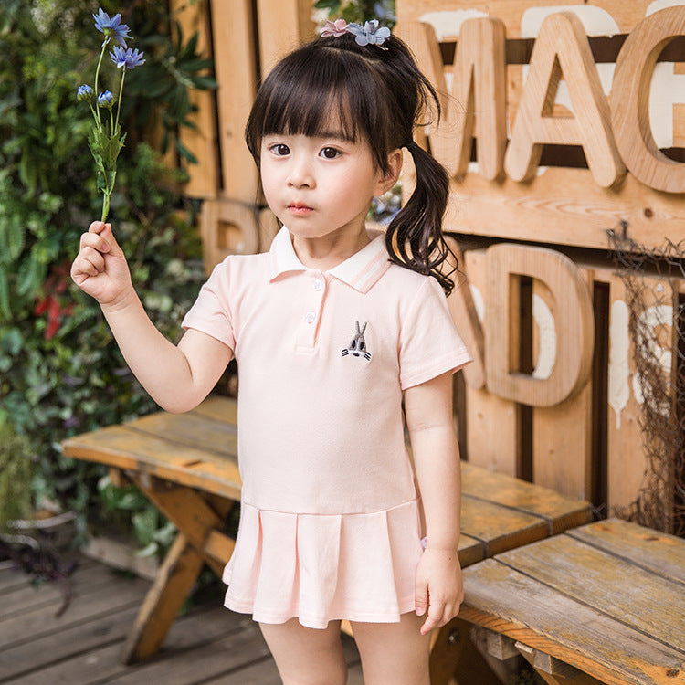 Vestido deportivo tipo polo de verano para niñas, de manga corta y cuello vuelto, muy vendido